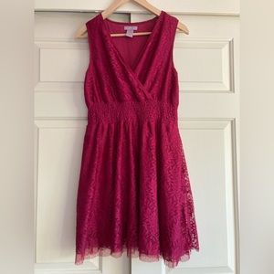 Ultra Pink Fit And Flare Lace Cocktail Mini Dress Sz L